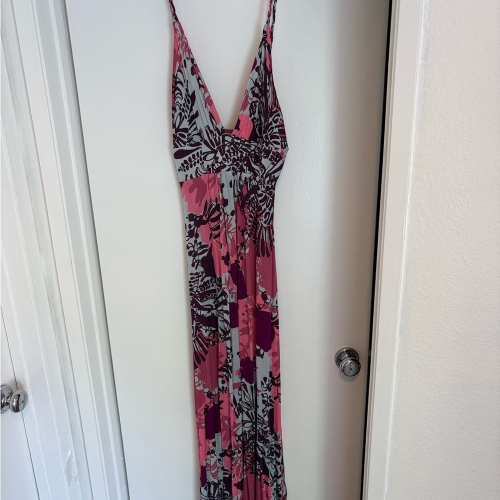 Marciano Pink and Purple Floral Maxi Dress